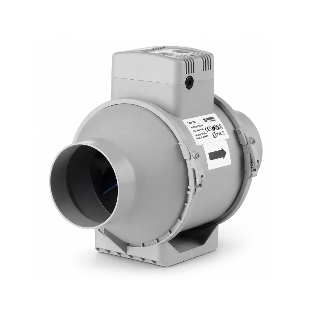 Blauberg Uk Grey Blauberg Turbo-100 Mixed Flow In-Line Extractor Fan 100Mm 25W
