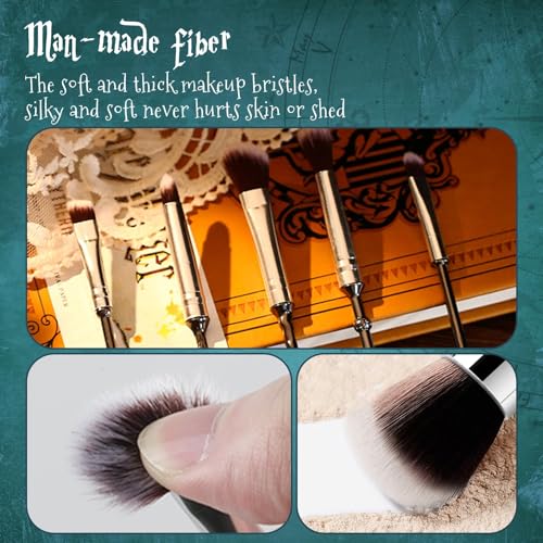 Wechip Makeup Brush Set - 5-Piece Soft Bristle Cosmetic Kit for Women, Magical-Themed Gifts for Daily Makeup & Cosplay (Silver) — view 6