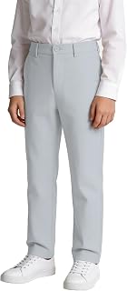 Boy's Pants Light Grey Linen Dress Pants for Boys Toddler Kids Slim Fit Dress Slacks for Boy School Uniform Size 10