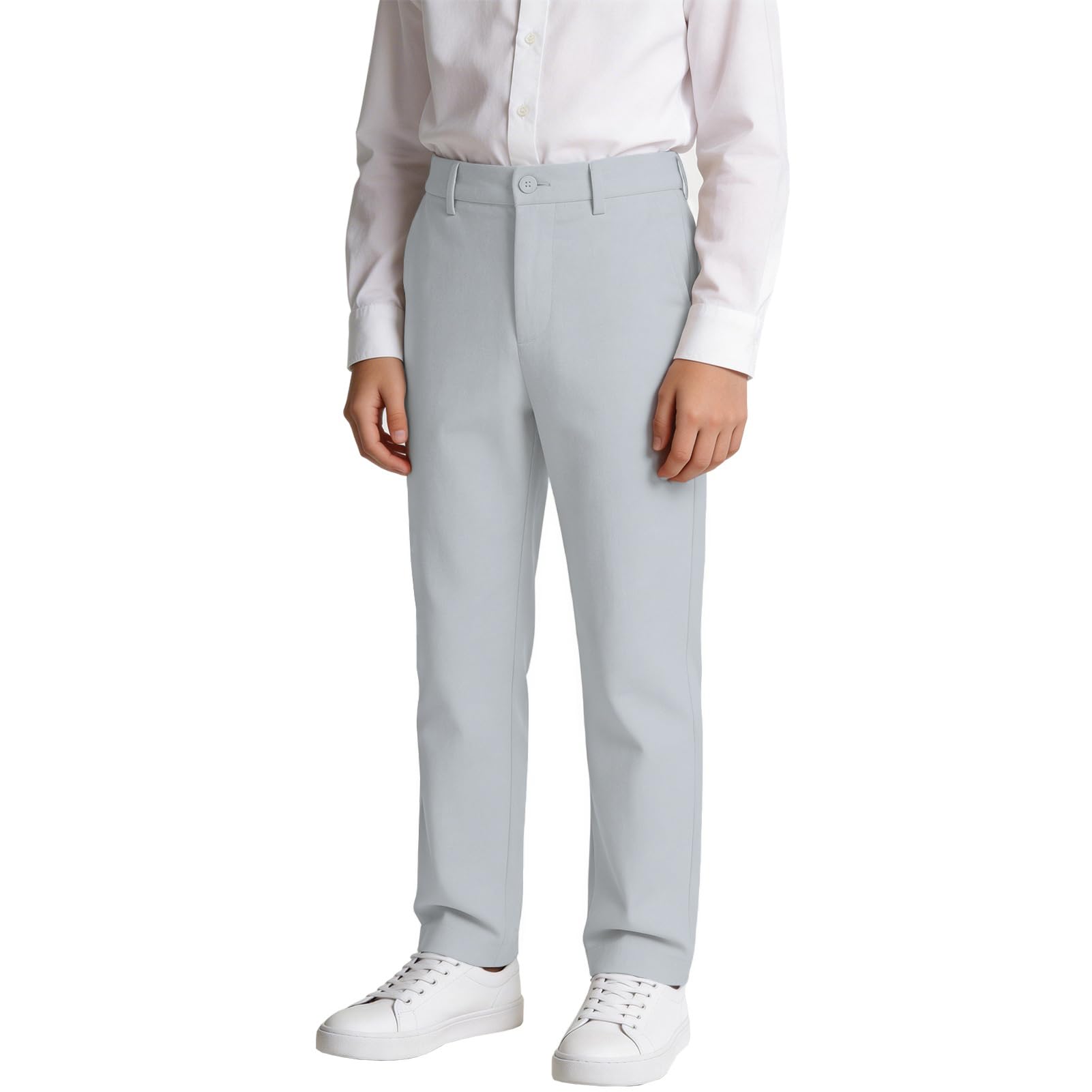 Boys' Linen Pants Flat Front Dress Pants Kids School Uniform