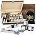 Whisiskey - Zestaw akcesoriów do whisky – prezenty dla mężczyzn – 12 kamieni do whisky ze stali nierdzewnej, zamknięcie typu F i szczypce – pudełko do przechowywania – kostki lodu wielokrotnego użytku