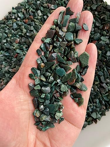 Image of 2 oz Lot Natural Bloodstone Semi Tumbled Gemstone Chips, Crushed Mini Crystals, Undrilled Crystal Chips (Bloodstone)