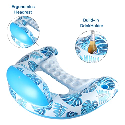 Coolcooldee Pool Float With Canopy, Cup Holder - Xl Pool Chair Lounge Float With Adjustable Sun Shade Cover, Drink Holder, Ergonomic Headrest,Inflatable Pool Float For Adults #TOP5