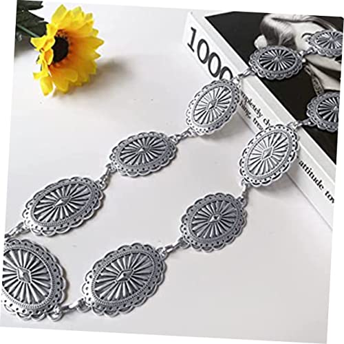 Healifty Adjustable Silver Waist Chain Belt for Women Bohemian Hollow Western Style Metal Belly Jewelry Versatile Dress Accessory with Buckle for Parties and Daily Wear3