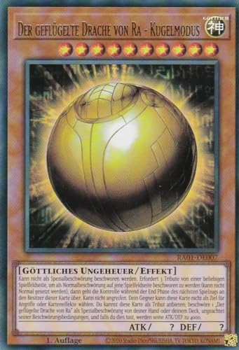 RA01-DE007 - Der geflügelte Drache von Ra - Kugelmodus - Ultra Rare - 1. Auflage - DEUTSCH - 25th Anniversary Rarity Collection - mit LMS Trading Fieldcenter-Karte Yugioh