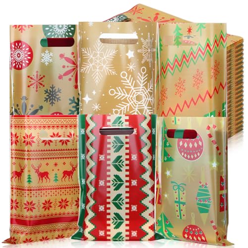 Sinmoe 200 Pcs Plastic Christmas Bags Bulk Christmas Merchandise Gift ...