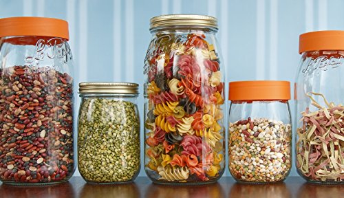 Le Parfait Screw Top Jar - 1L Wide Mouth French Glass Storage Jar w/Orange Plastic Lid, 32oz/Quart (Single Jar) - Thumbnail 2