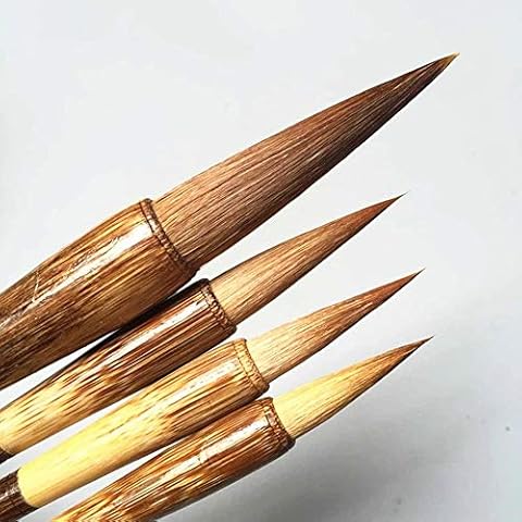 High-Grade Shanlian Hubi Fine Chinese Calligraphy Brush Sumi Brush Set for Beginner Watercolor Drawing Kanji Brush Set Pure Wolf Hair(Weasel) Cover