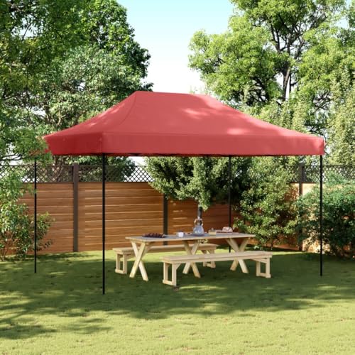 Tienda de campaña plegable para fiestas, color rojo burdeos, 410 x 279 x 315 cm, marco de acero recubierto de polvo, tela Oxford con revestimiento de PVC, carpa de jardín para barbacoas, eventos al