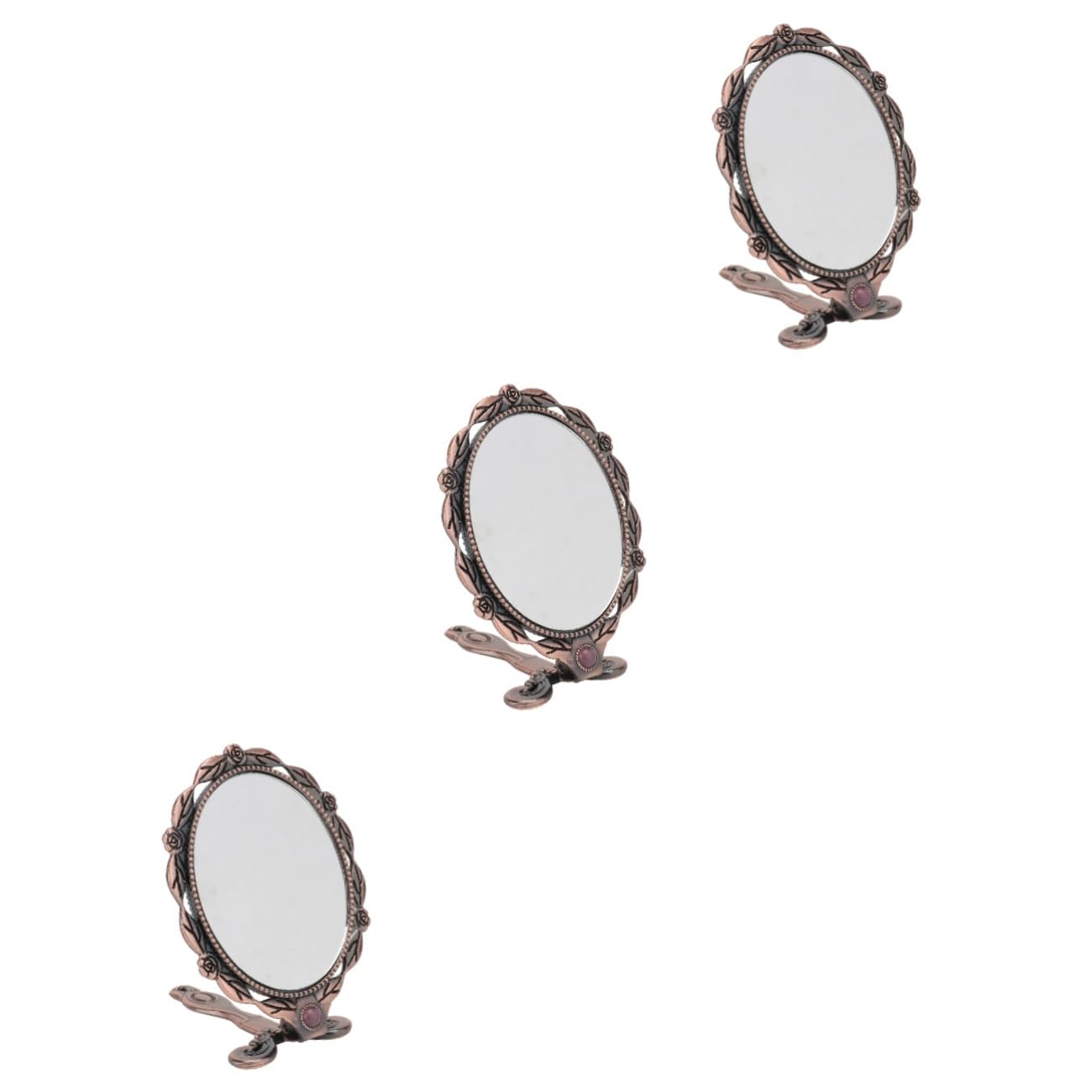 Miroir ovale style vintage Healeved rouge bronze lot de 3 miroirs coffret cadeau et voyage