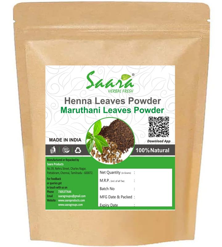 Saara HERBAL FRESH Henna Powder, 70g, Maruthani Leaf, Gorintaku Mehandi, Manjha, Aivanam Powder, (pack of 1 x 70g)-picture-10