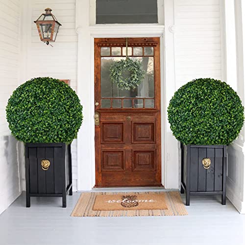Ailanda 2 Pcs 21 Inch Artificial Plant Topiary Ball Outdoor Uv Resistant 4 Layers Faux Boxwood Decorative Balls For Backyard, Balcony, Garden, Wedding And Home Décor (Dark Green) #TOP1