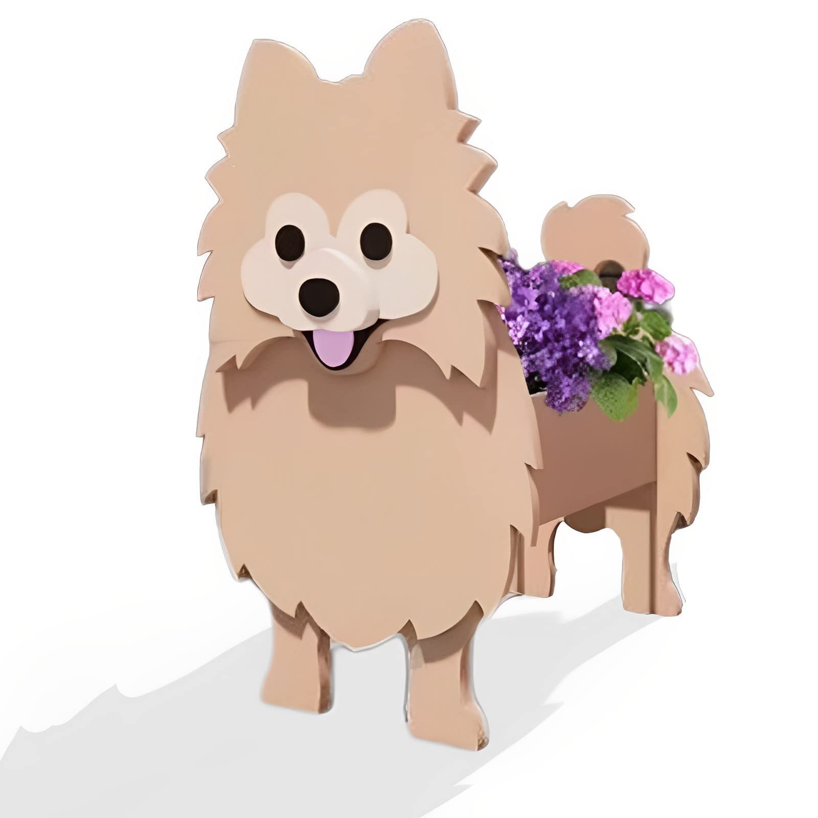 strolfay Brown Pomeranian Dog Planter, Flower Pot Gifts for Women — image 1