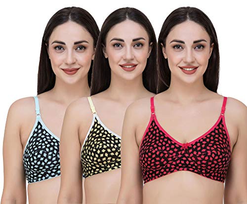Image of Fasense Women's Cotton Leaf Print Medium Coverage Wire Free Non Padded Bra