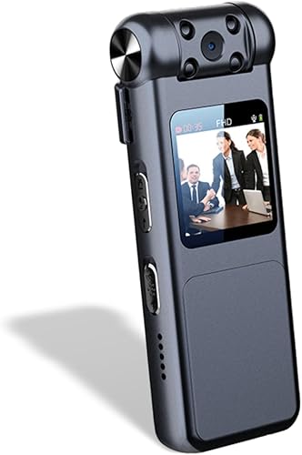 Cámara corporal 1080P, cámara corporal desgastada con grabación de audio y video, tarjeta 32G incluida, cámara corporal portátil, lente giratoria de