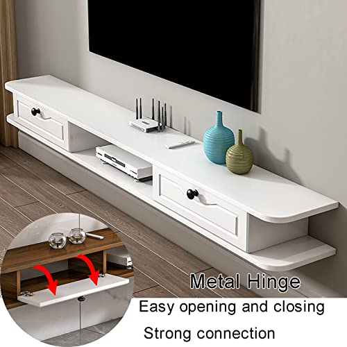 Wangpp Floating Tv Stand Wall Mounted Tv Shelf Floating Tv Cabinet Media Console Entertainment Gaming Storage Shelf Cabinet Unit With 2 Drawers Home Furniture (Color : D, Size : 150X24X18Cm) #TOP4