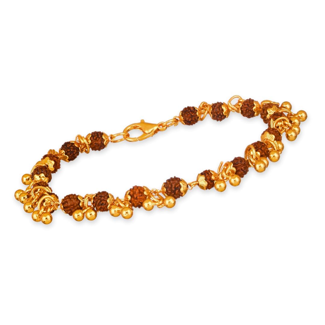 KCC ENTERPRISE Rudraksha Bracelet For Women | Gold Plated | 5 Mukhi | Rudraksha Bracelet for Meditation and Prayer for Women | Free Size (B0D56LMSY9) Amazon Price History, Amazon Price Tracker