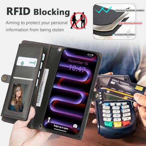 BLISLIAR Wallet Case for iPhone 16 Pro Max,RFID Blocking,Crossbody,Black by BLISLIAR - Used condition - Image 4
