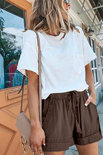 Kissmoda Women Plus Size Relaxed Fit Breathable Athletic Sport Shorts With Pockets Khaki #TOP2