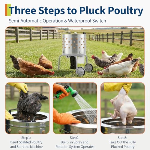 Image of Chicken Plucker Machine, 20 inch Drum Stainless Steel Poultry Plucker