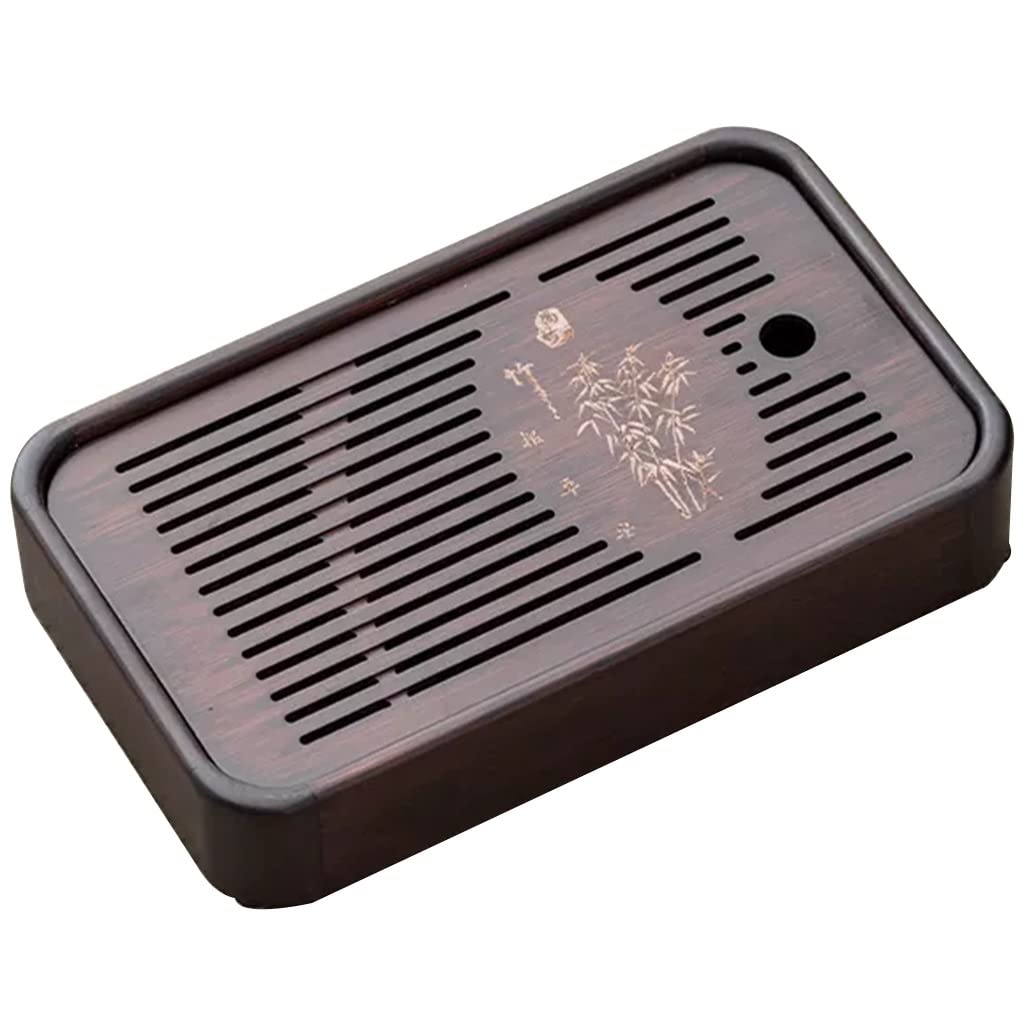 Bandeja de té Gongfu, Juego de Mesa con Caja de Drenaje de Almacenamiento de Agua con Limpieza extraíble for la habitación del hogar(30 * 19 * 5.8cm)