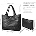 Woven Tote Bag for Women, Fashion Top Handle Shoulder Bag Soft Vegan Leather Shopper Bag Large Travel Tote Bag With Little Zippered Pouch