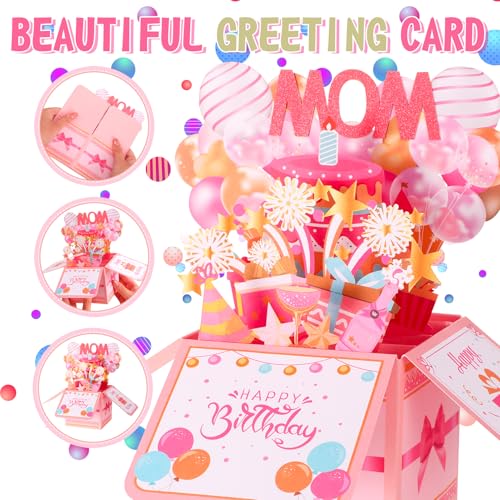 Happy Birthday Mom Pop Up Card,Personalized 3D Birthday Greeting Cards Gifts for Mom Mother Mam From Son Daughter - Image 6