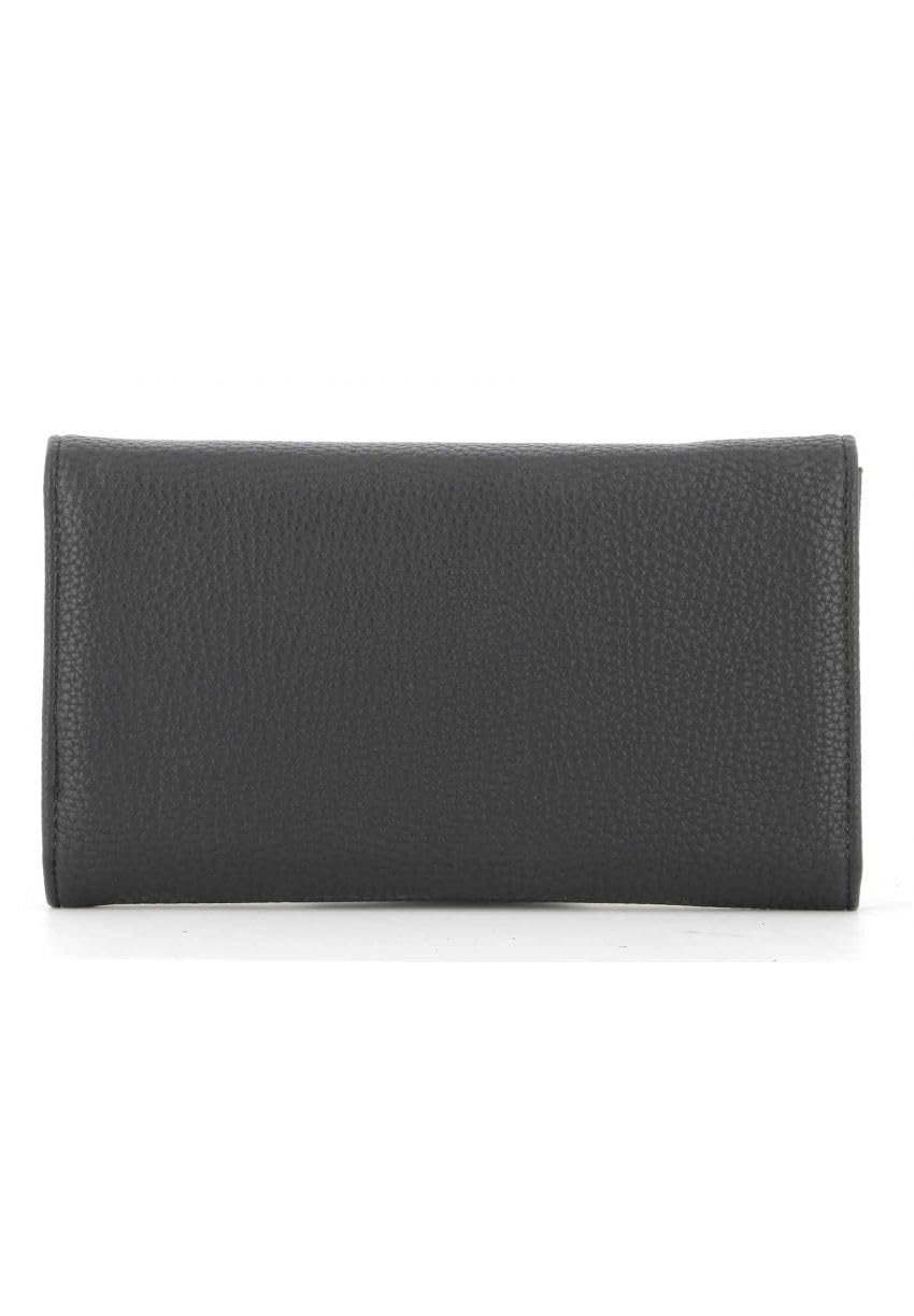 flora & co - Portefeuille Femme Tout-en-Un Rabat - Porte-chéquier Porte-Cartes et Monnaie 3 en 1 - Compagnon 3 Volets Grande Capacité Fourre-Tout - Classique Chic Tendance - Similicuir Souple - Noir