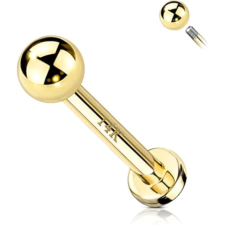 14k Solid Gold Labret Studs 16G Medusa Monroe Stud Lip Piercing