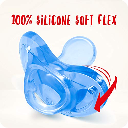 NUK Chupeta Sensitive Soft 100% Silicone Boy S1 - Azul Tam 1 (0-6 Meses)