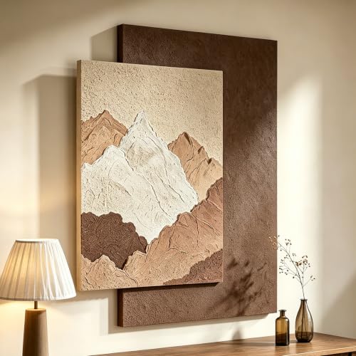 AMAATE 3D Textured Earth Tone Mountain Landscape Sandstone Framed Wall Art by AMAATE - Used condition - US$142.31