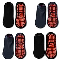ARERWA Kids Grip Socks 2-9 Years Boys Girls Ankle Non Skid Socks for Children (4 Pairs) Anti-slip Baby Grip Socks - Trampoline Socks with Grips Crew Socks