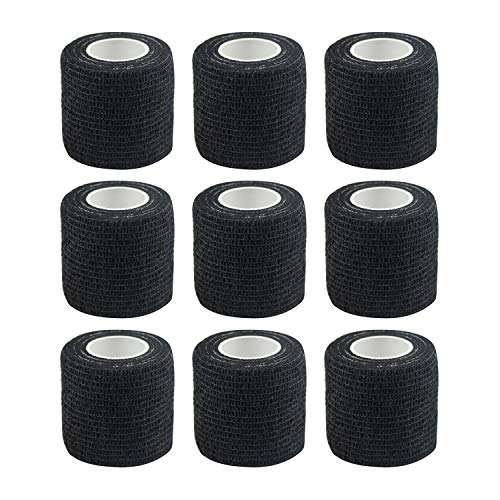 Banglijian Self Adherent Self Adhesive Tape, Cohesive Bandage Tape, Strong Elastic Sports Tape, 2 inches, 5 Yards (Black)