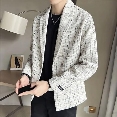 Men's Suit Jackets Single Breasted Party Male Blazer Plaid Spring Clothes Elegant Casual Coat4