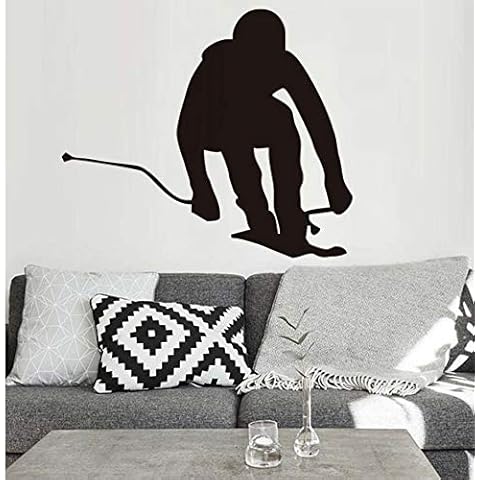 BooDecal Wall Vinyl Decal Home Decor Art Sticker Ski Word Sign Man Boy Skiing Skier Extreme Sport Any Room Removable Stylish Mural Unique Design 17 Inches x 14.5 Inches Cover