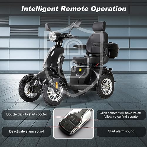 Mobility Scooters for Seniors & Adults 500lbs Capacity - 800W All Terrain Electric Powered Mobility Cart - Heavy Duty Mobility Scooter for Elderly w/Charger Remote Keys (Black)