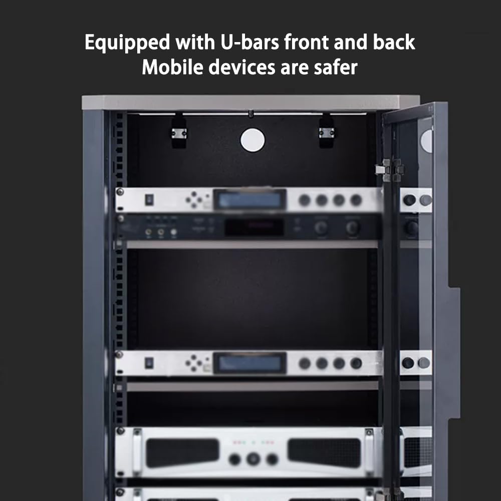 Estante para amplificador de equipos audiovisuales 11U, 63 cm de alto, estructura estable, gran capacidad de carga, gabinete KTV