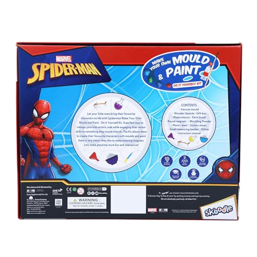 Image of SKOODLE Spiderman Creative Kids Art and Craft Kit - Fridge Magnet Making DIY Toy for Ages 8 Years & Above, Fun Kids Activity - Includes Moulds and Paints for Endless Crafting Adventures