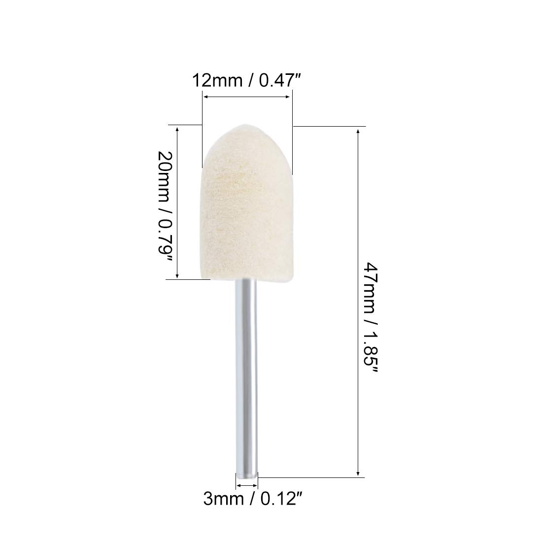 8mm Wool Felt Mounted Points Tapered Polishing Bits Burrs Buffing Wheels 10 Pcs (Size : 12mm)