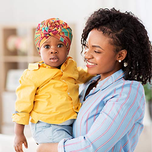 3 Pieces Baby Turbans 0 To 3 Years African Turban For Newborn Kids Toddler Baby Head Wraps Infant Knot Pre Tied Bonnet Beanie Cap (Classic Pattern) #TOP4