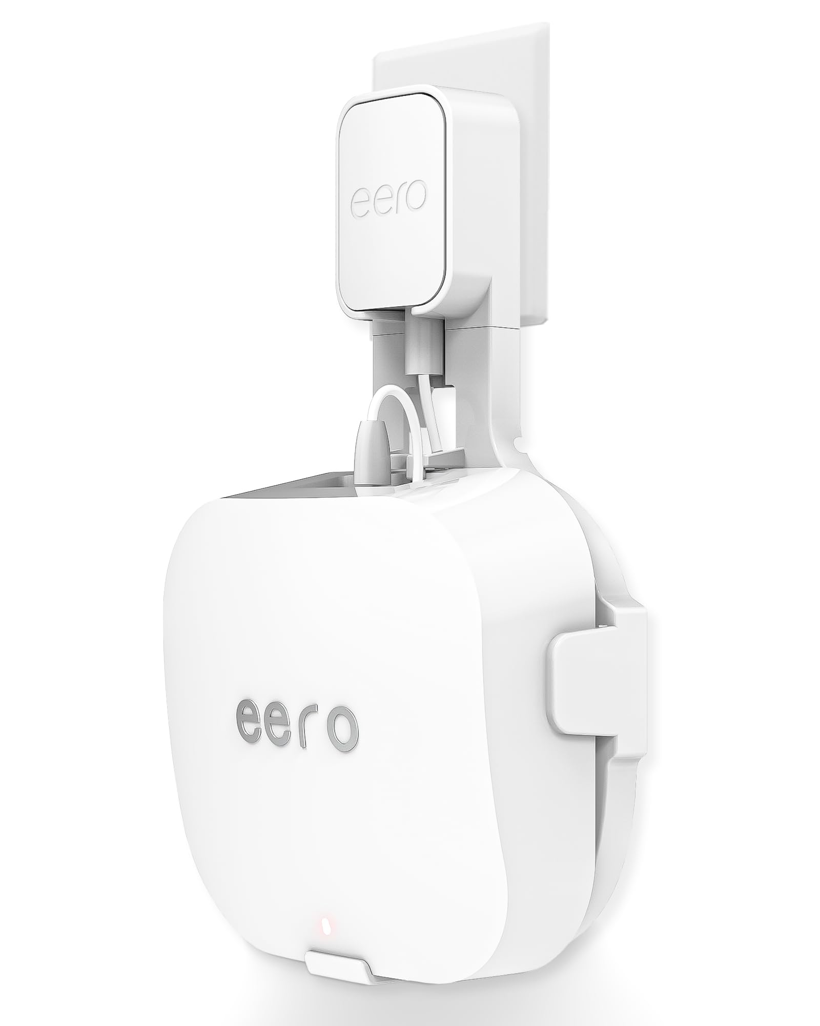 CUHIOY Outlet Wall Mount Holder for Eero Pro 6 or Eero pro 6E, Space-Saving Wall Bracket with Wire Organization, Compatible with Vertical or Horizontal Plug, Nailable Wall Mount Stand (White, 1Pack)