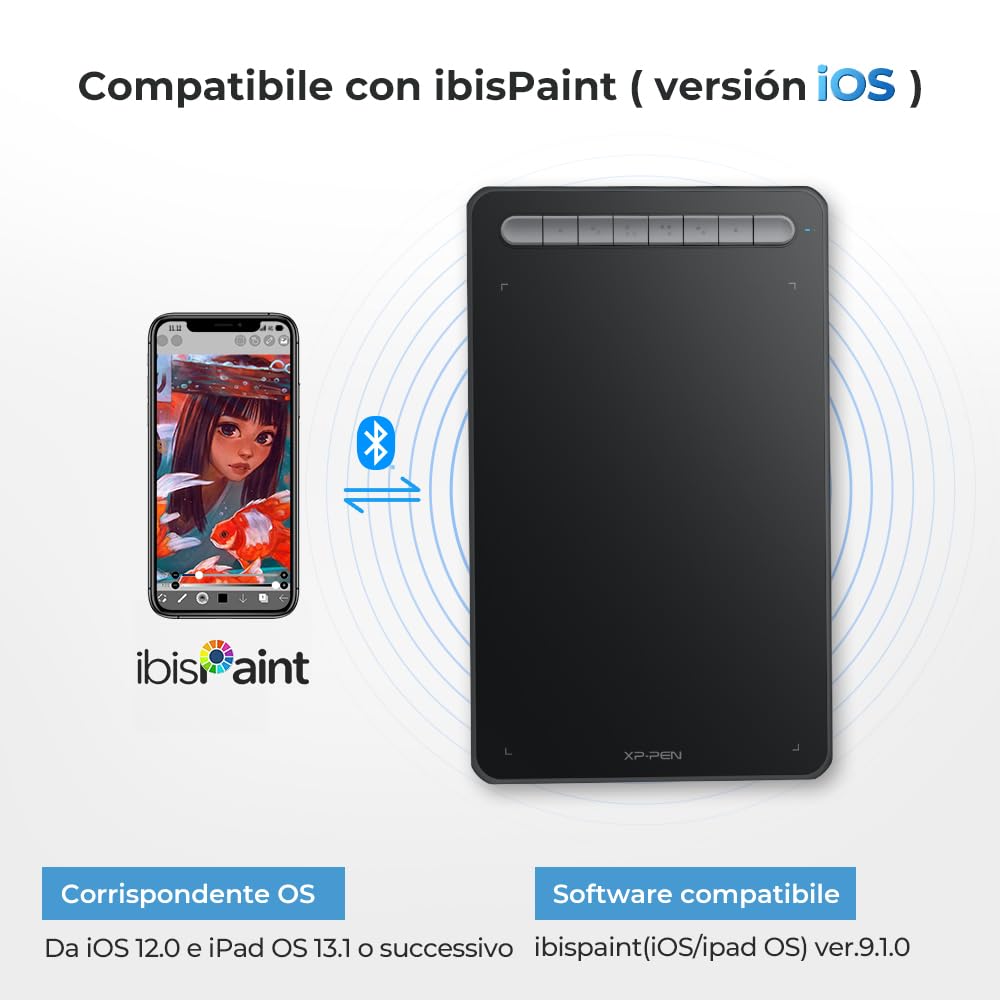 XP-PEN Deco MW Tavoletta grafica Bluetooth 8" x 5" con stilo X3 Elite per dipingere, fare schizzi, imparare a distanza e lavorare da casa, Supporto Windows Mac Linux Android (Nero)