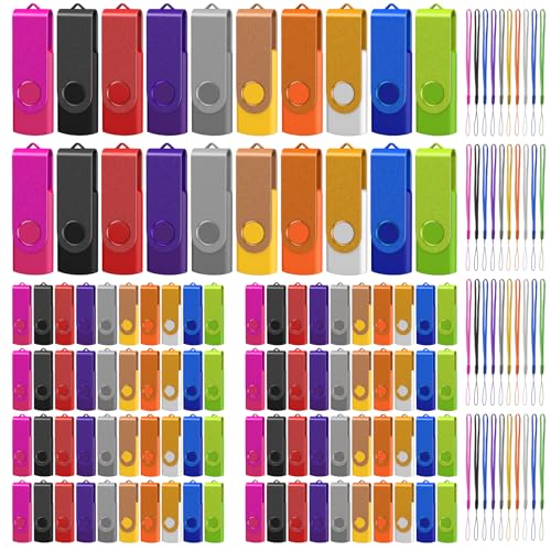 Clé USB Pivotante 2 Go Lot de 100 Flash Drive Multicolore pour Sauvegarde Données
