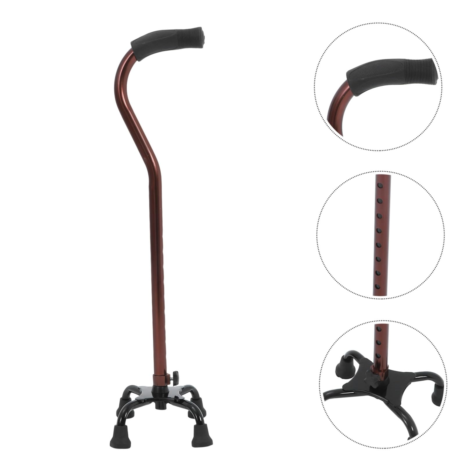 Bastón de Cuatro Patas de Aleación de Aluminio, 1 Pieza, Bronce