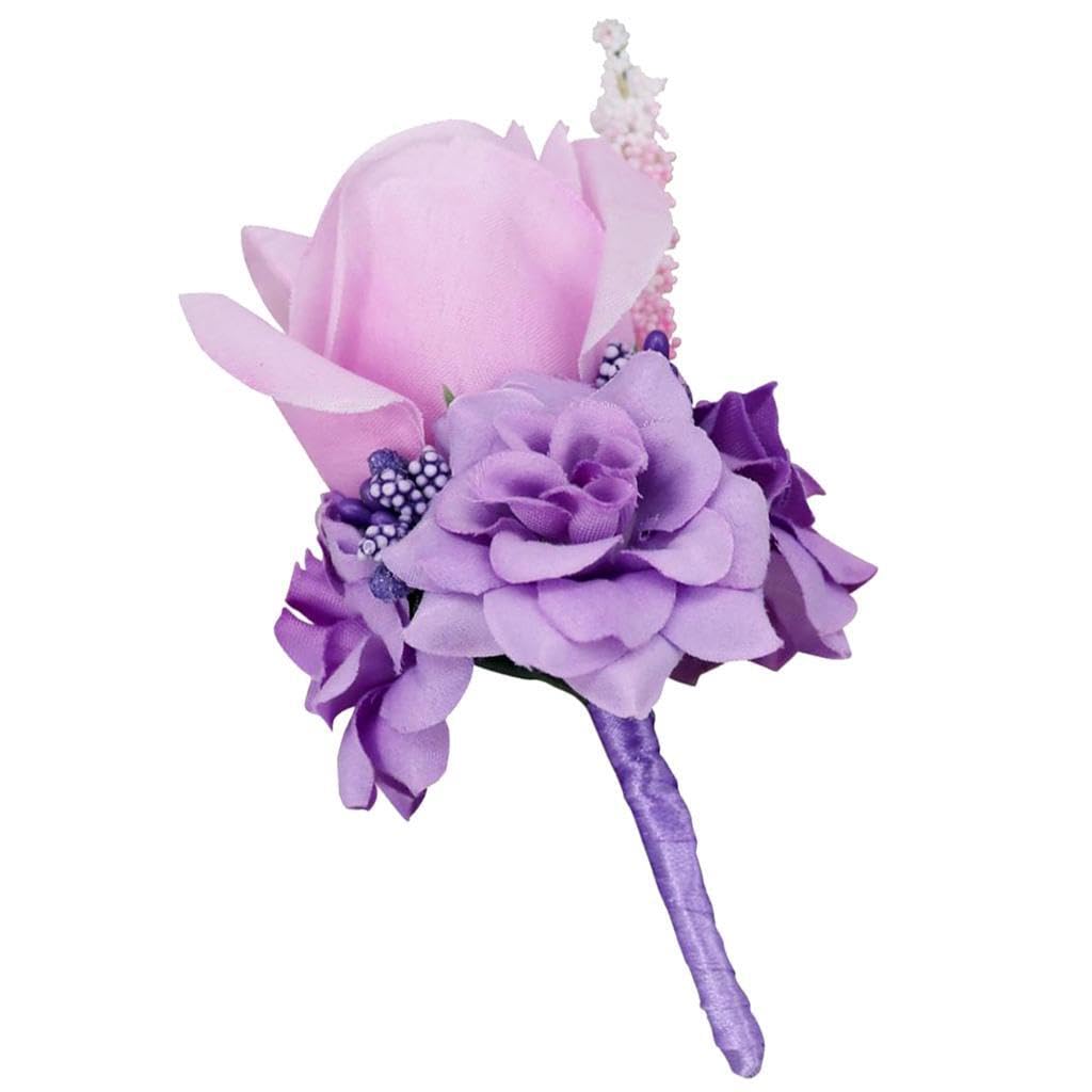 Auyxssz Men's Lilac Wedding Boutonniere Handmade Captivating Silk Flower Accessory Wo At Quinceaneras Proms And Special Events Bridal Bouquet Boutonniere Prom,
