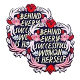 Flower Feminism Patches, 2Pcs Behind Every Successful Woman is Herself Sayings Embroidery Iron On Patch for Clothes Bags Hats Jacket Backpacks
