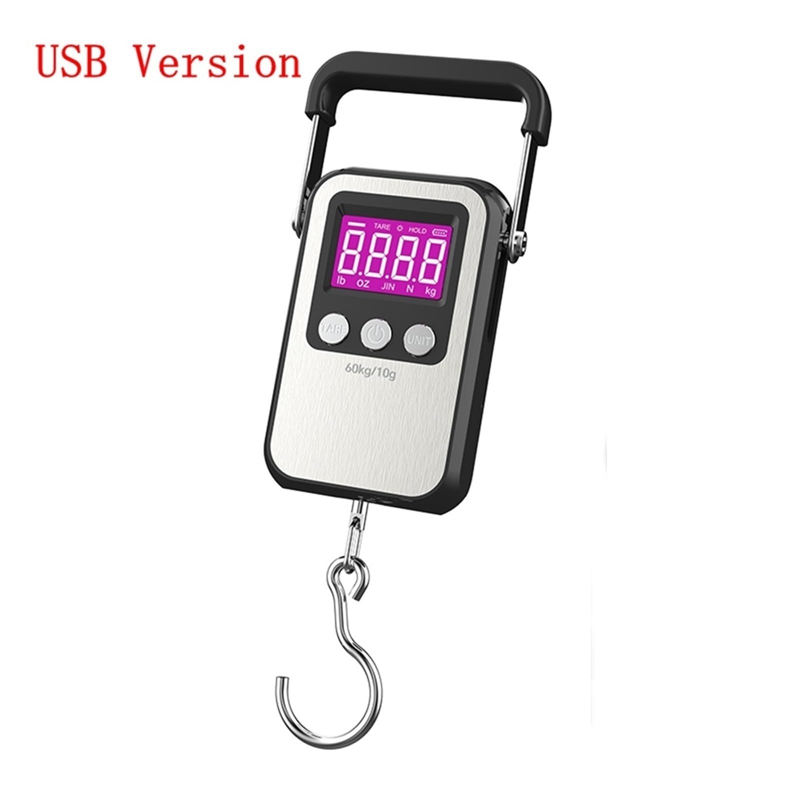 Bilancia sospesa, bilancia con gancio sospeso LCD digitale da 60 kg | Bagagli elettronici Squame di pesce Batteria/USB(WH-A35C USB)