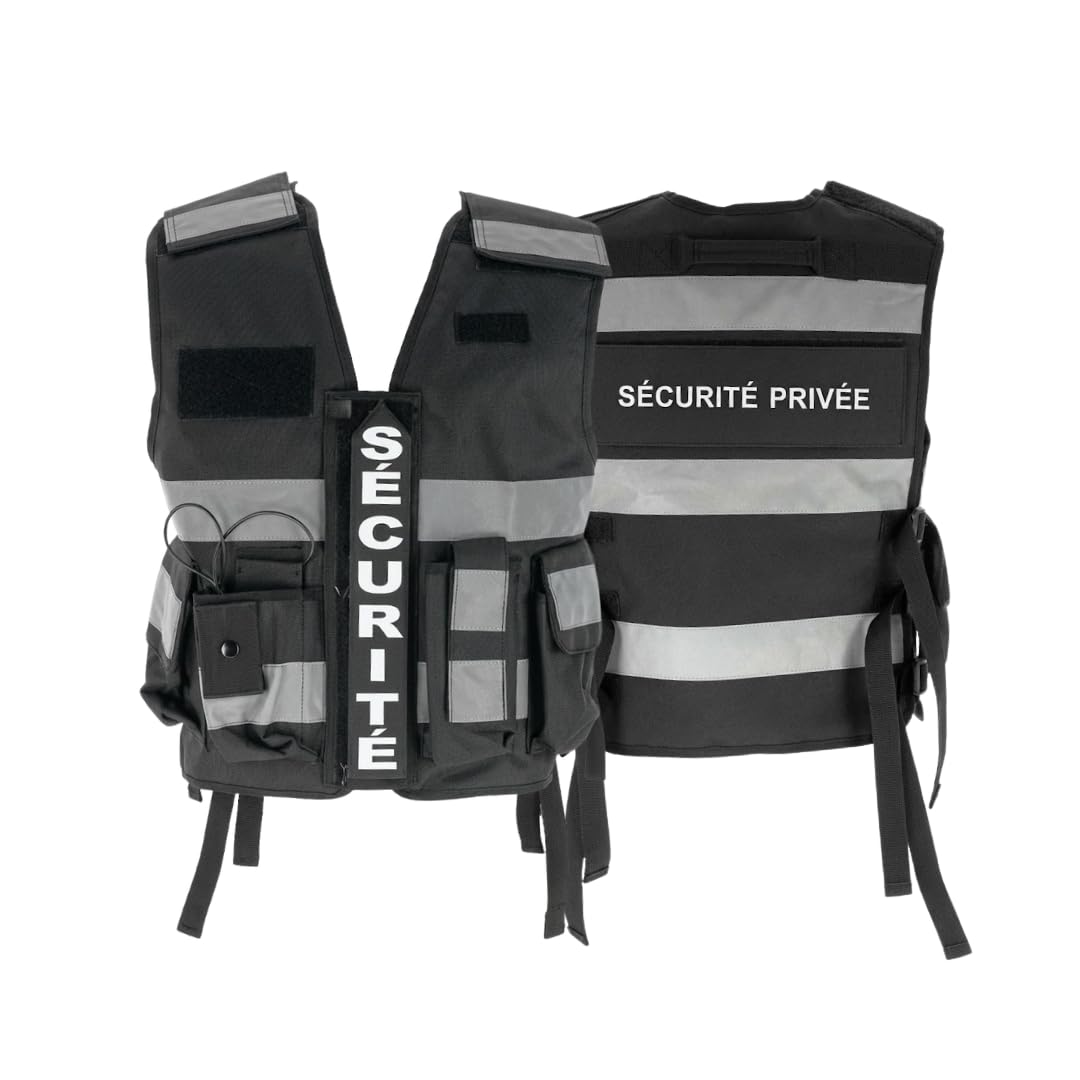 Gilet Haute Visibilité SÉCURITÉ PRIVÉE Noir - Identification Professionnelle - Confort Et Résistance - Idéal Comme Gilet Tactique Sécurité Privée, Police, Gendarmerie Ou Militaire Homme