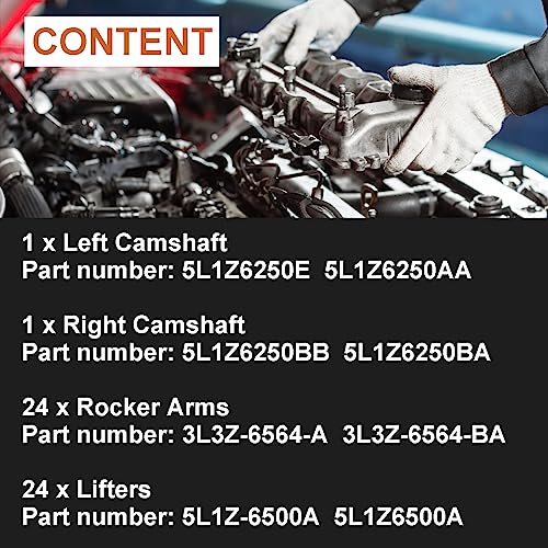 Camshaft Lifters Rocker Arms Hydraulic Tappets Left And Right Cam Replacement Kit For 2005-2014 Ford F-150 Expedition Explorer Mustang Lincoln Mercury 4.6L 5.4L 3V 3L3Z-6564-Ba #TOP2