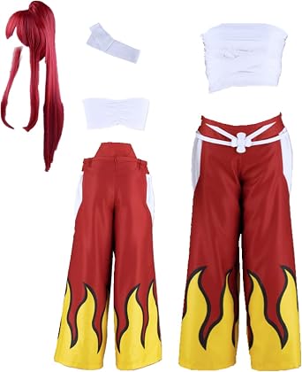 ZNZXYCOS Adult Anime Cosplay Red Kimono Pants Womens Suit Halloween Costumes